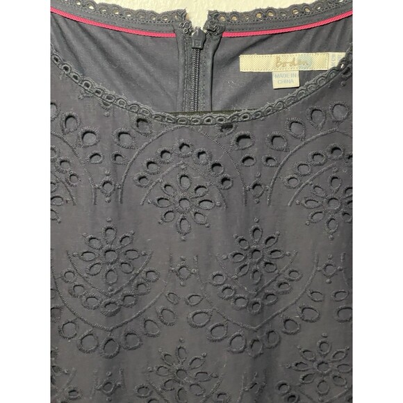 Boden Isadora Broderie Eyelet Navy Blue Cotton Women’s Mid Zipper Dress Size 8R - Picture 2 of 11